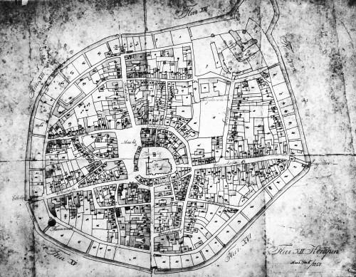 Reinzeichnung des Stadtplans Kempens von 1826 (Quelle: Kobbe, Stadtgründungen).